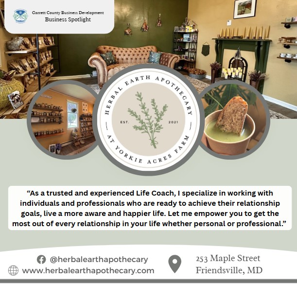 Todays Business Spotlight 📣 is on Herbal Earth Apothecary! 
Visit them at www.herbalearthapothecary.com or Herbal Earth Apothecary & Gardens 
Follow us to see more daily Garrett County Business Spotlights!
If you are interested in having your business featured contact Connor Norman at cnorman@garrettcountymd.gov. #businessdevelopment  #garrettcountymd 
